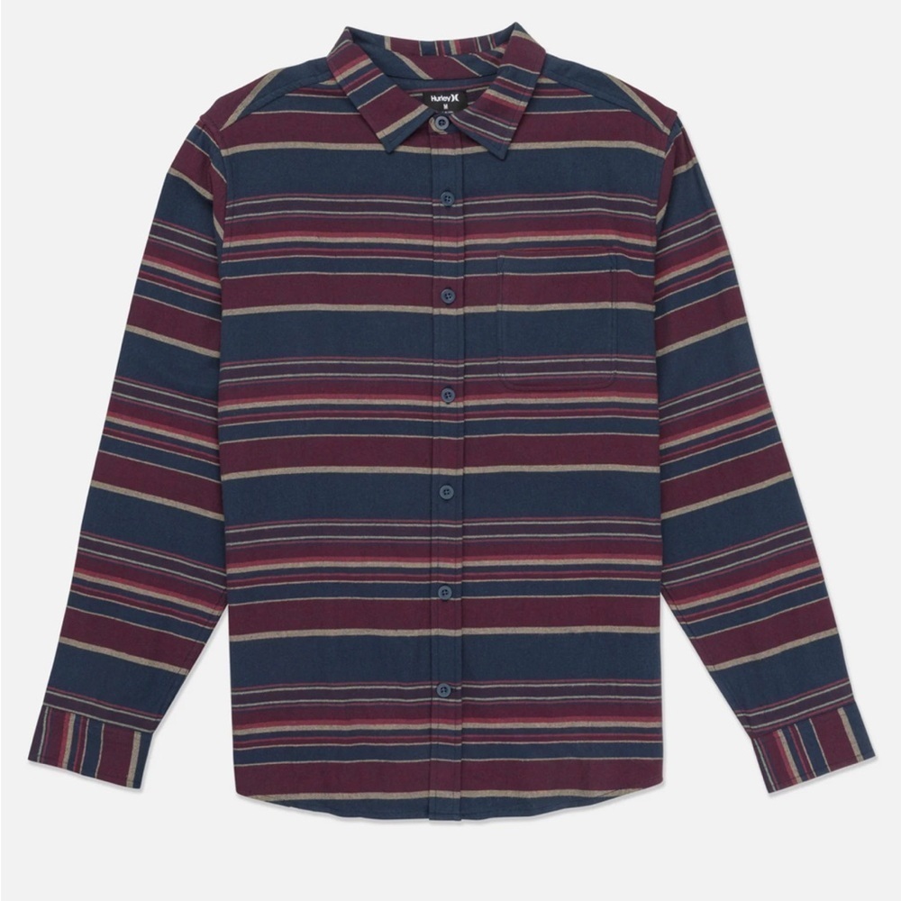 Hurley Portland Organic Flannel Long Sleeve Shirt XXL Armored Navy NEW W Tags